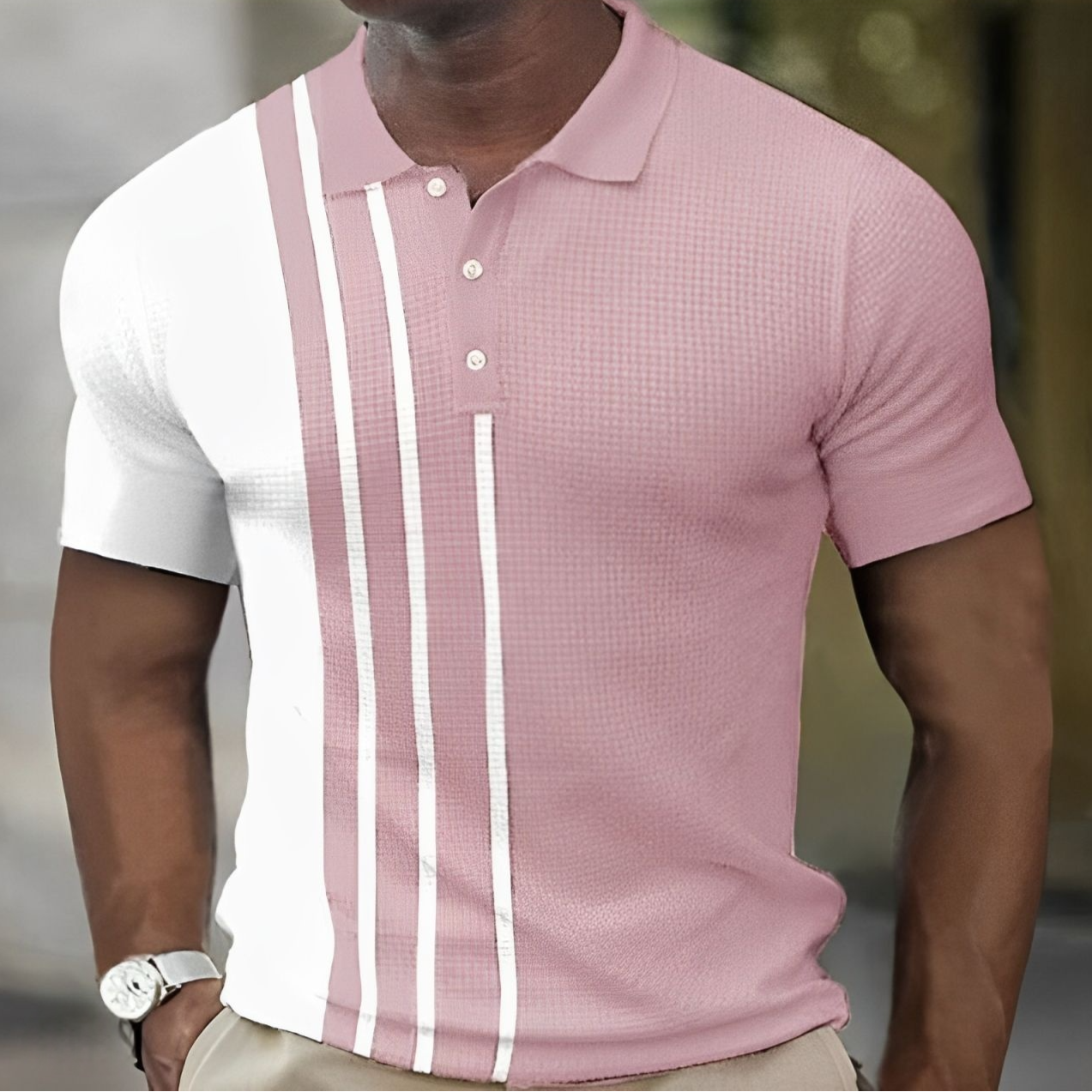Polo Bicolor con Rayas Verticales