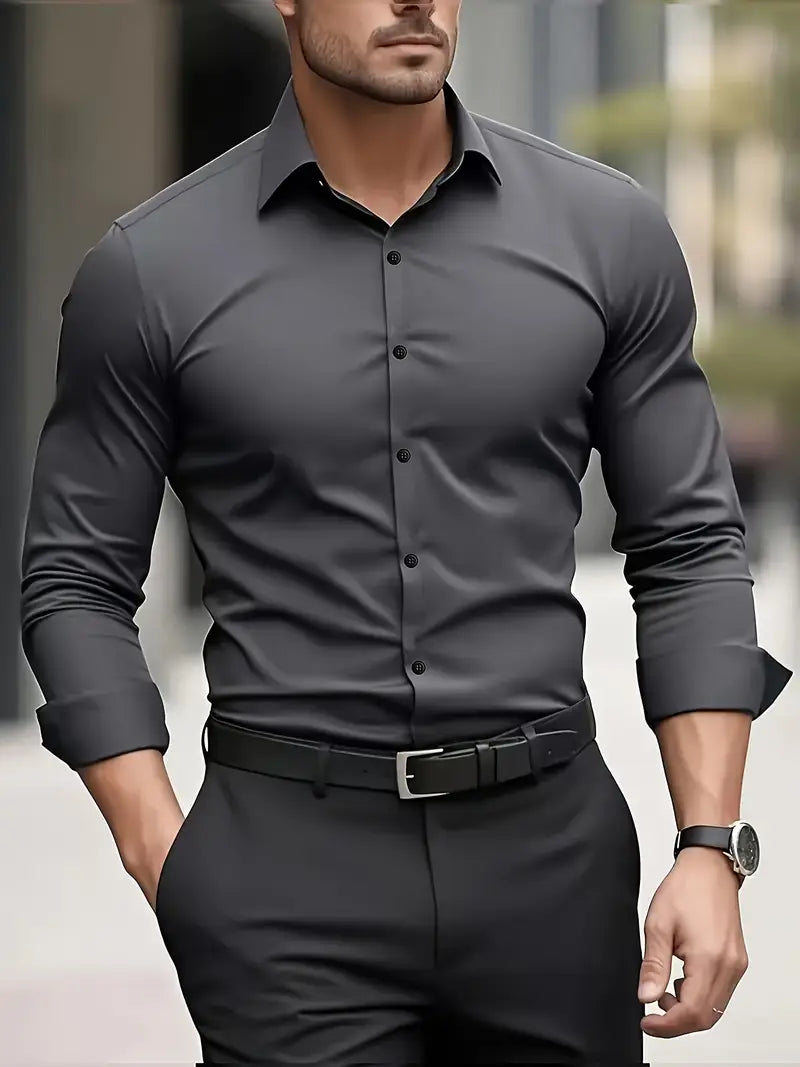 ROMA™ | CAMISA DE LUJO AJUSTADA DE MANGA LARGA