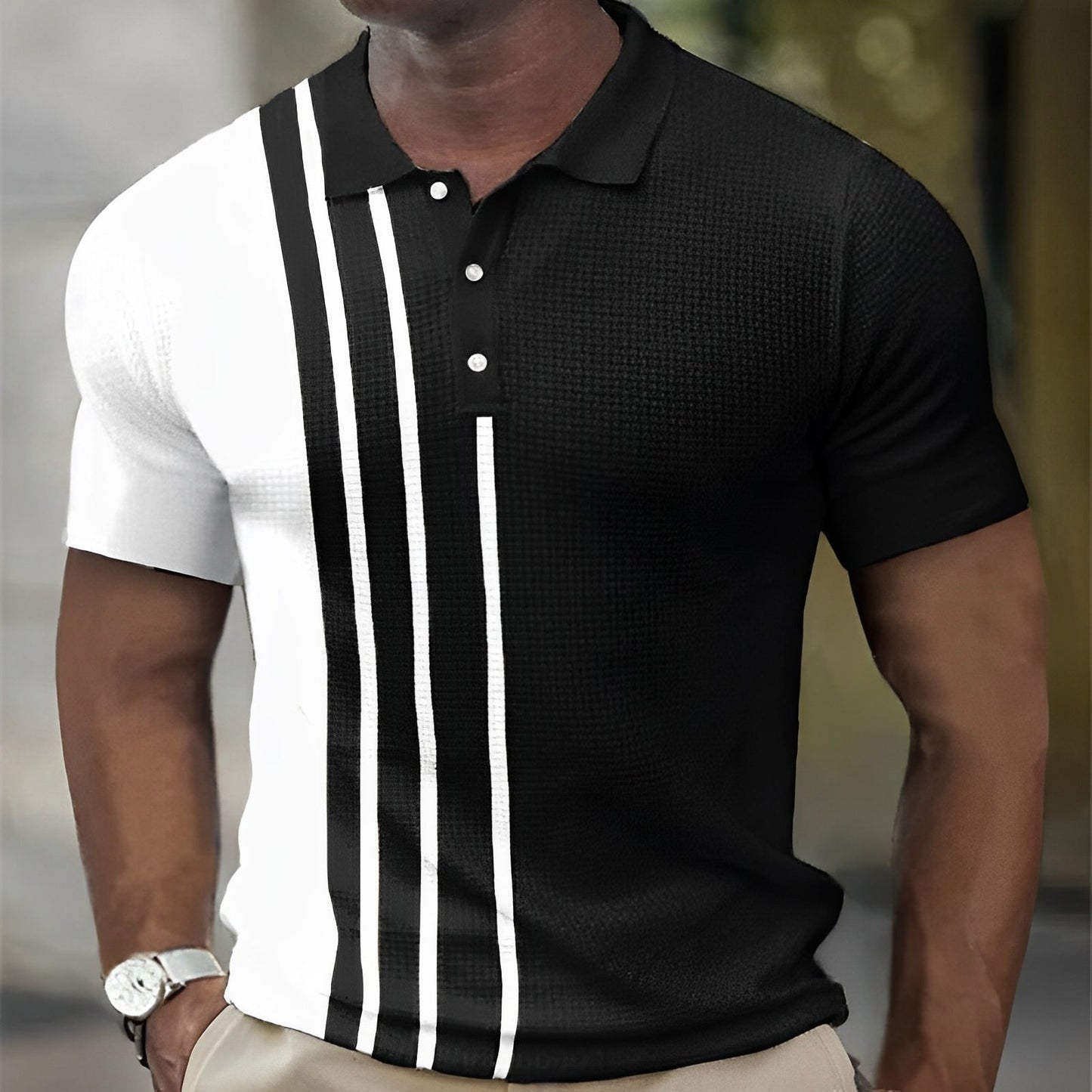 Polo Bicolor con Rayas Verticales