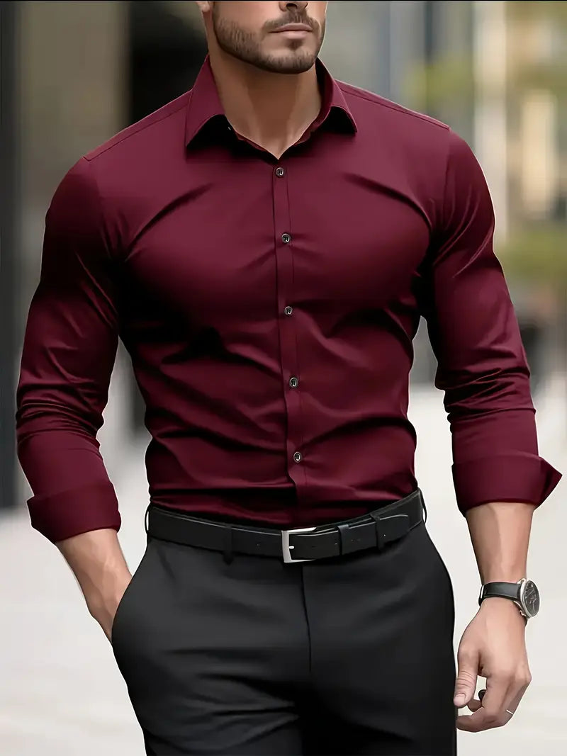 ROMA™ | CAMISA DE LUJO AJUSTADA DE MANGA LARGA
