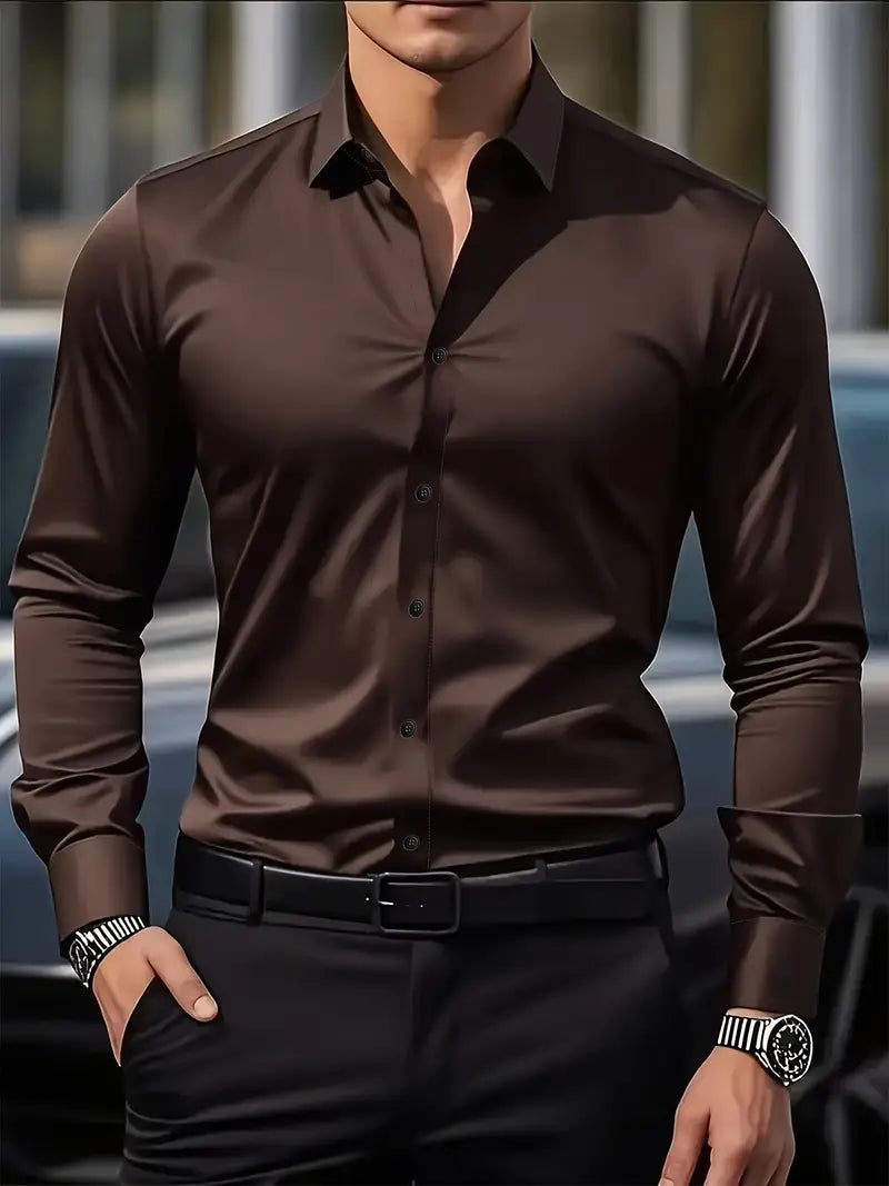ROMA™ | CAMISA DE LUJO AJUSTADA DE MANGA LARGA