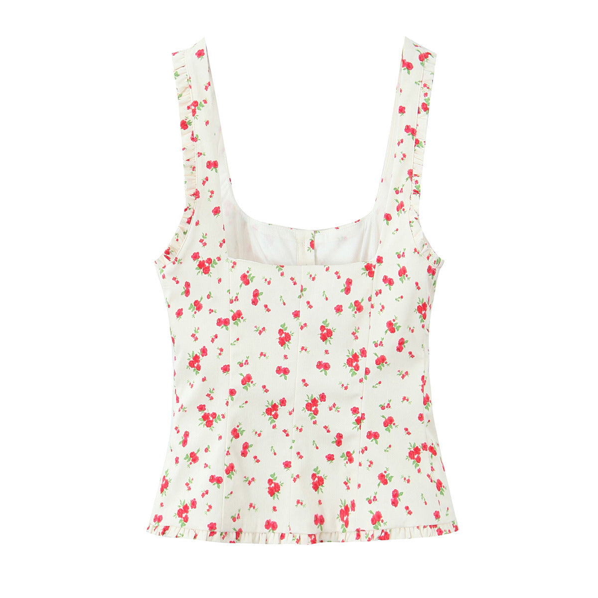 Top Blanco con Estampado de Cerezas y Botones Frontales
