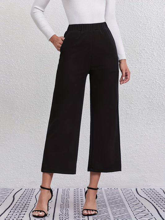 Pantalón Culotte Negro de Corte Recto