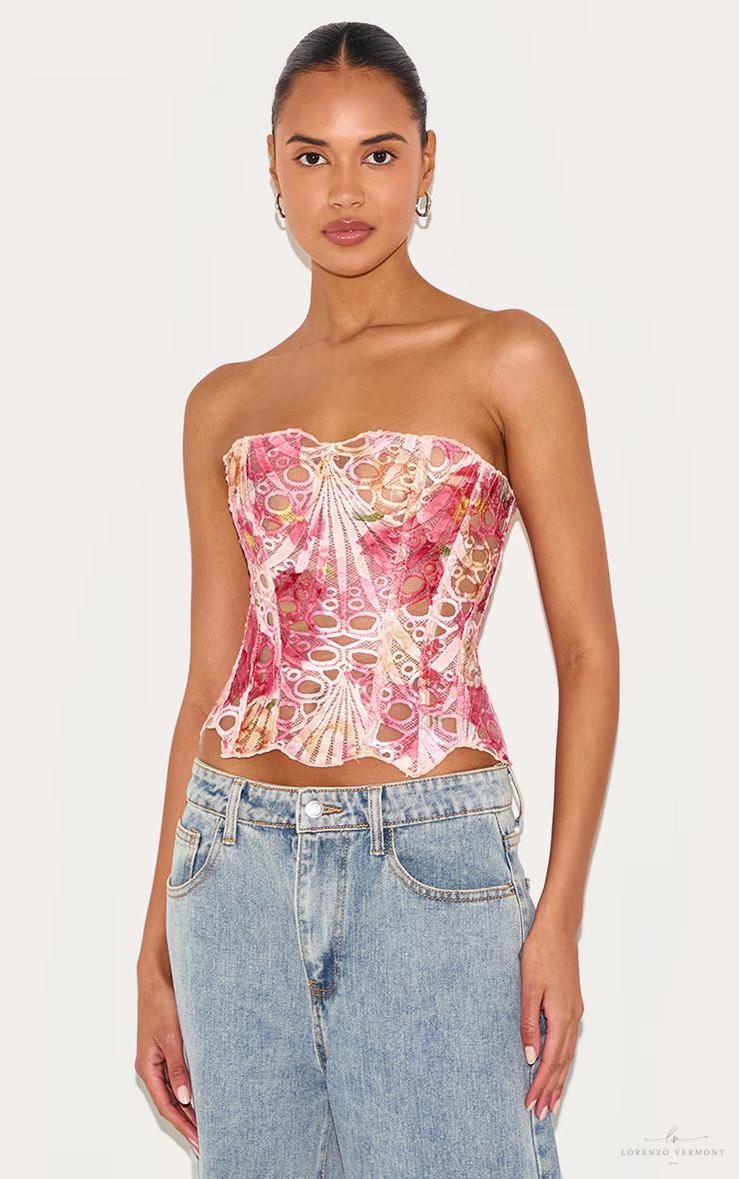 Top Corset Blanco de Encaje Floral – Estilo Elegante y Sexy