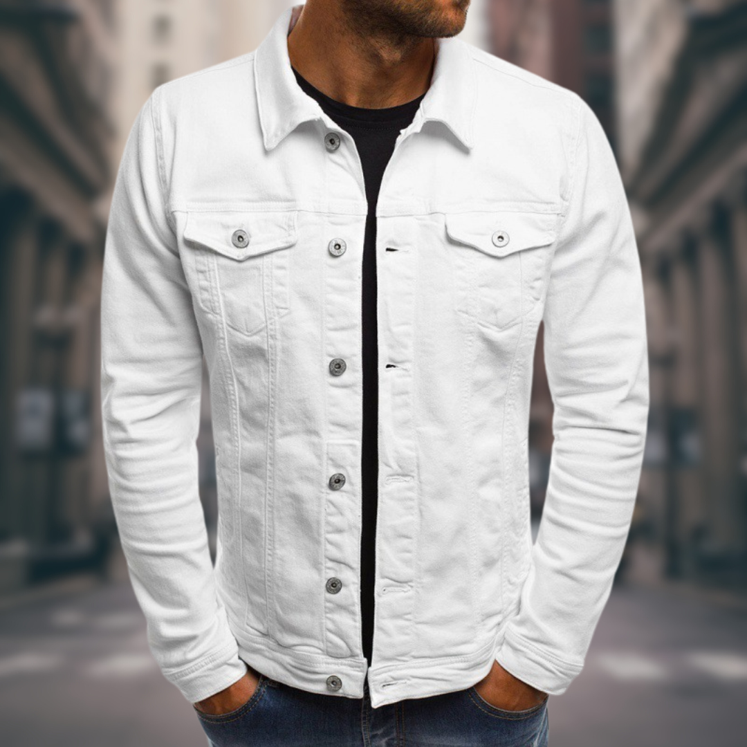 Chaqueta Denim Clásica con Cierre de Botones