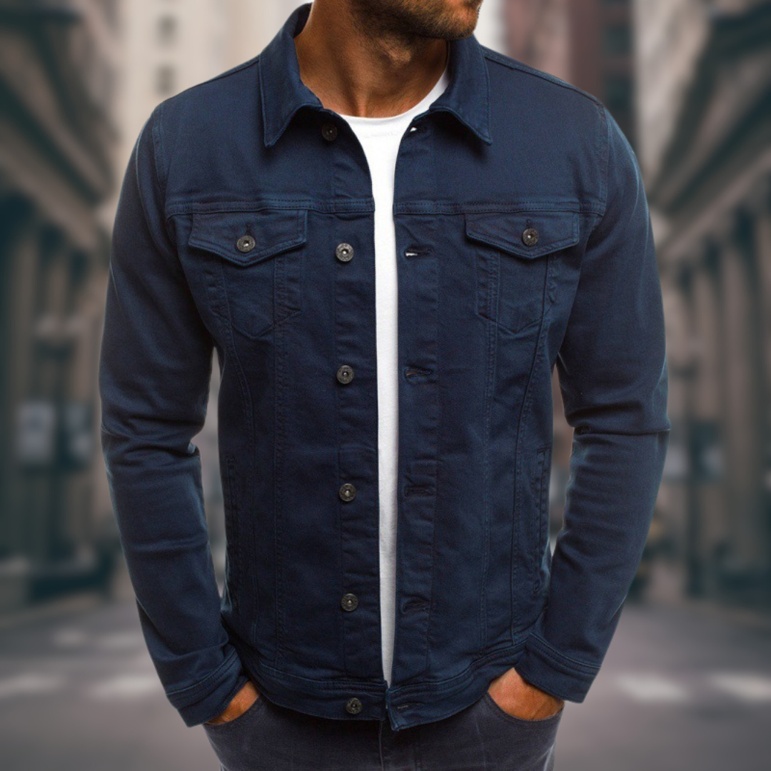 Chaqueta Denim Clásica con Cierre de Botones