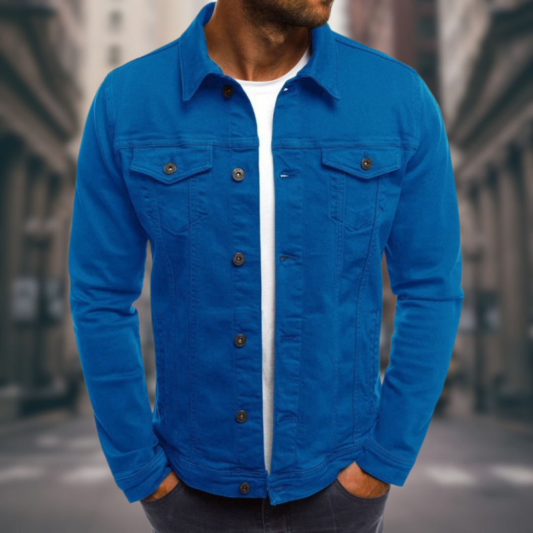 Chaqueta Denim Clásica con Cierre de Botones