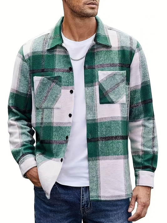 Sobrecamisa Casual de Cuadros con Bolsillos Frontales