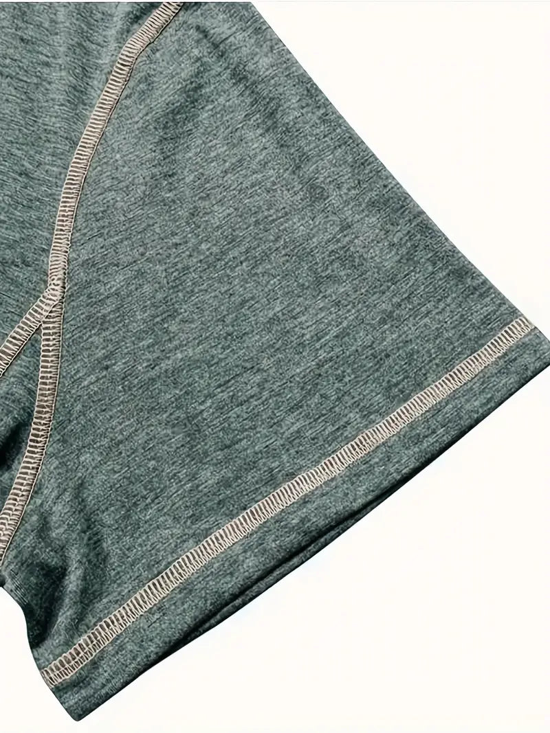 Camiseta Henley con Costuras en Contrastei