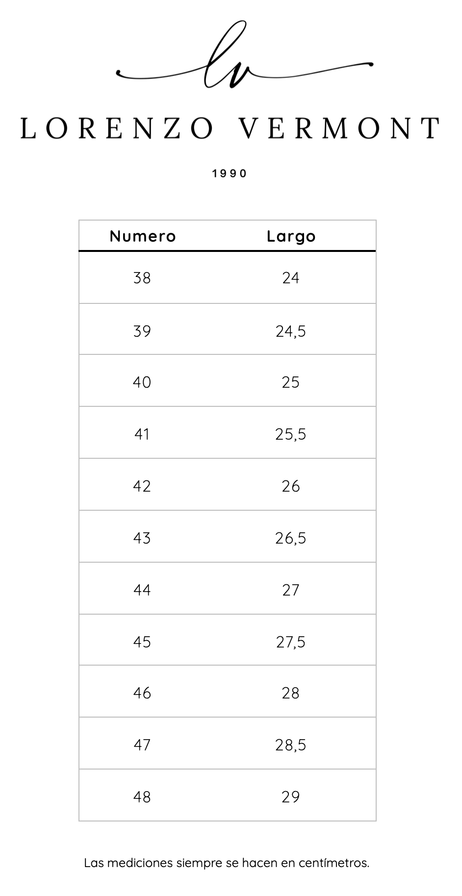 Guía de tallas