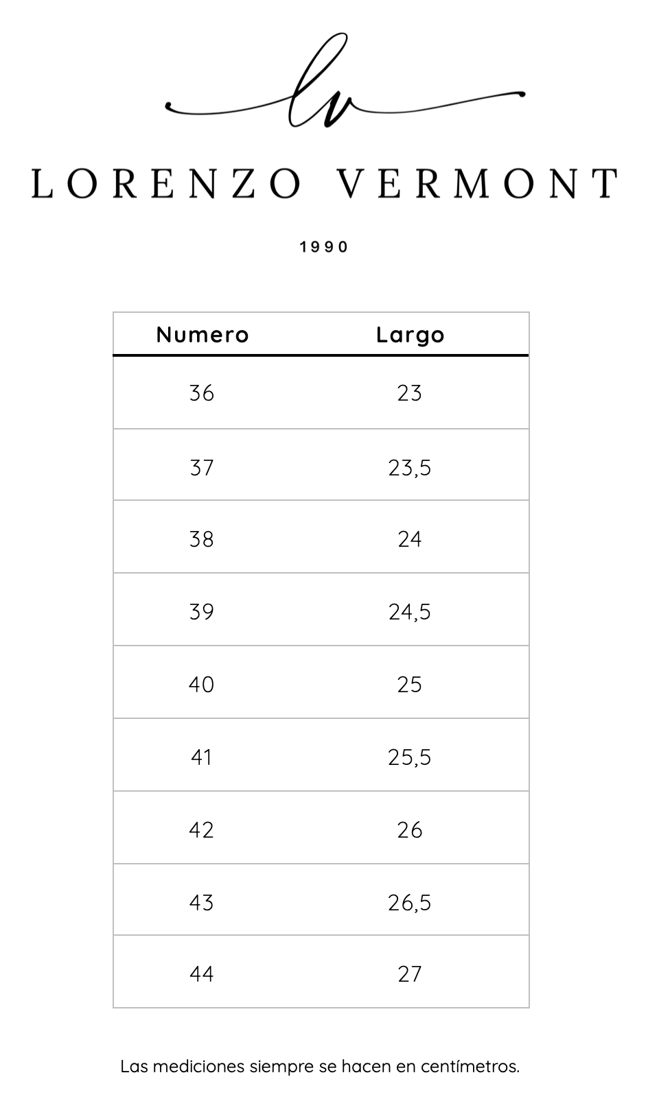 Guía de tallas