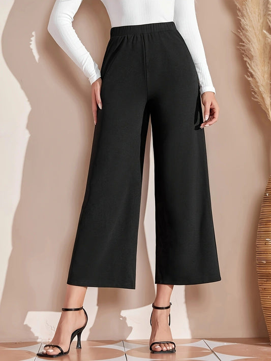 Pantalón Culotte Negro de Corte Recto