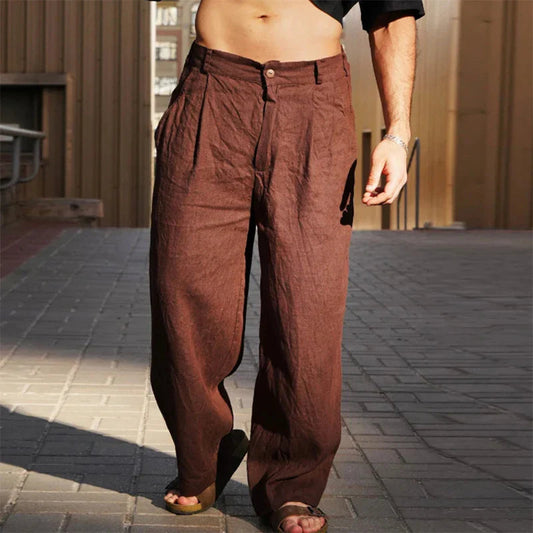 Pantalón de Lino Corte Recto para Hombre