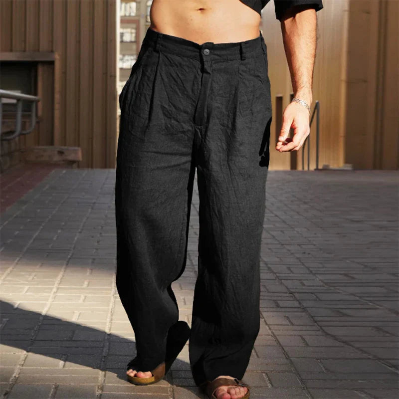 Pantalón de Lino Corte Recto para Hombre