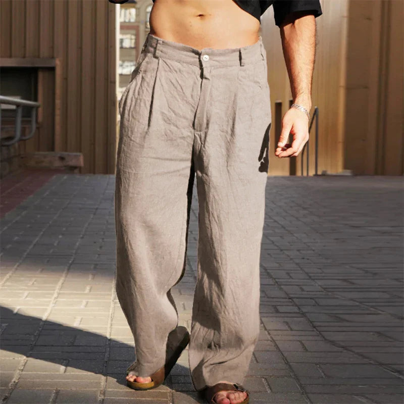 Pantalón de Lino Corte Recto para Hombre