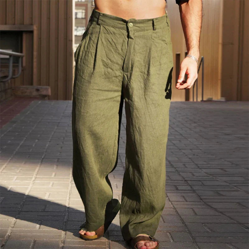 Pantalón de Lino Corte Recto para Hombre