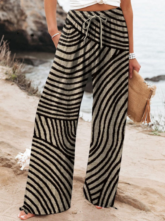 BAHÍA BOHO™ | PANTALÓN AMPLIO RAYAS ONDULADAS