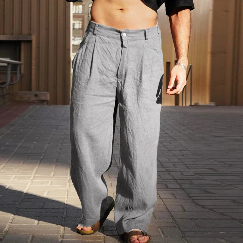 Pantalón de Lino Corte Recto para Hombre