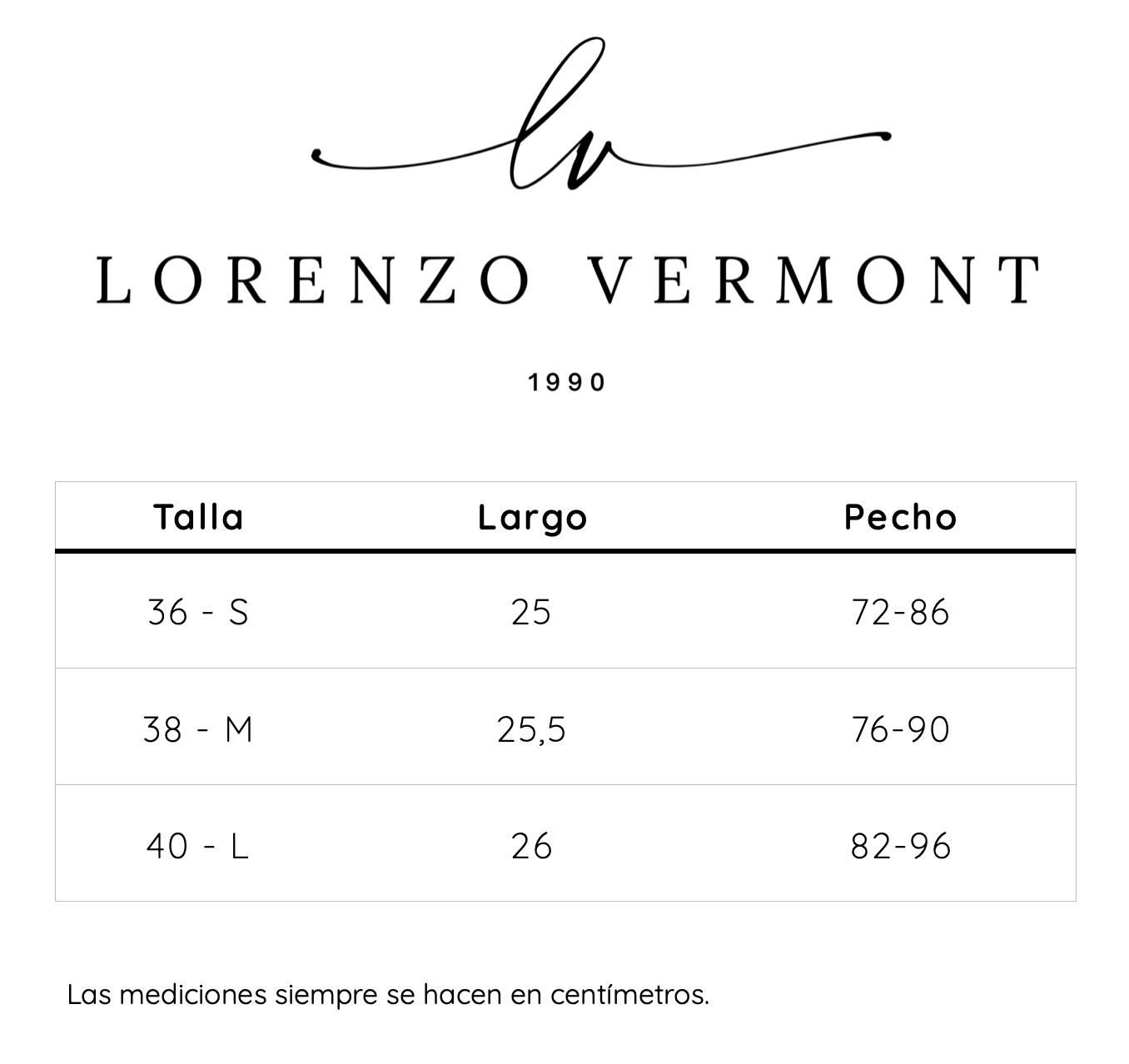 Guía de tallas