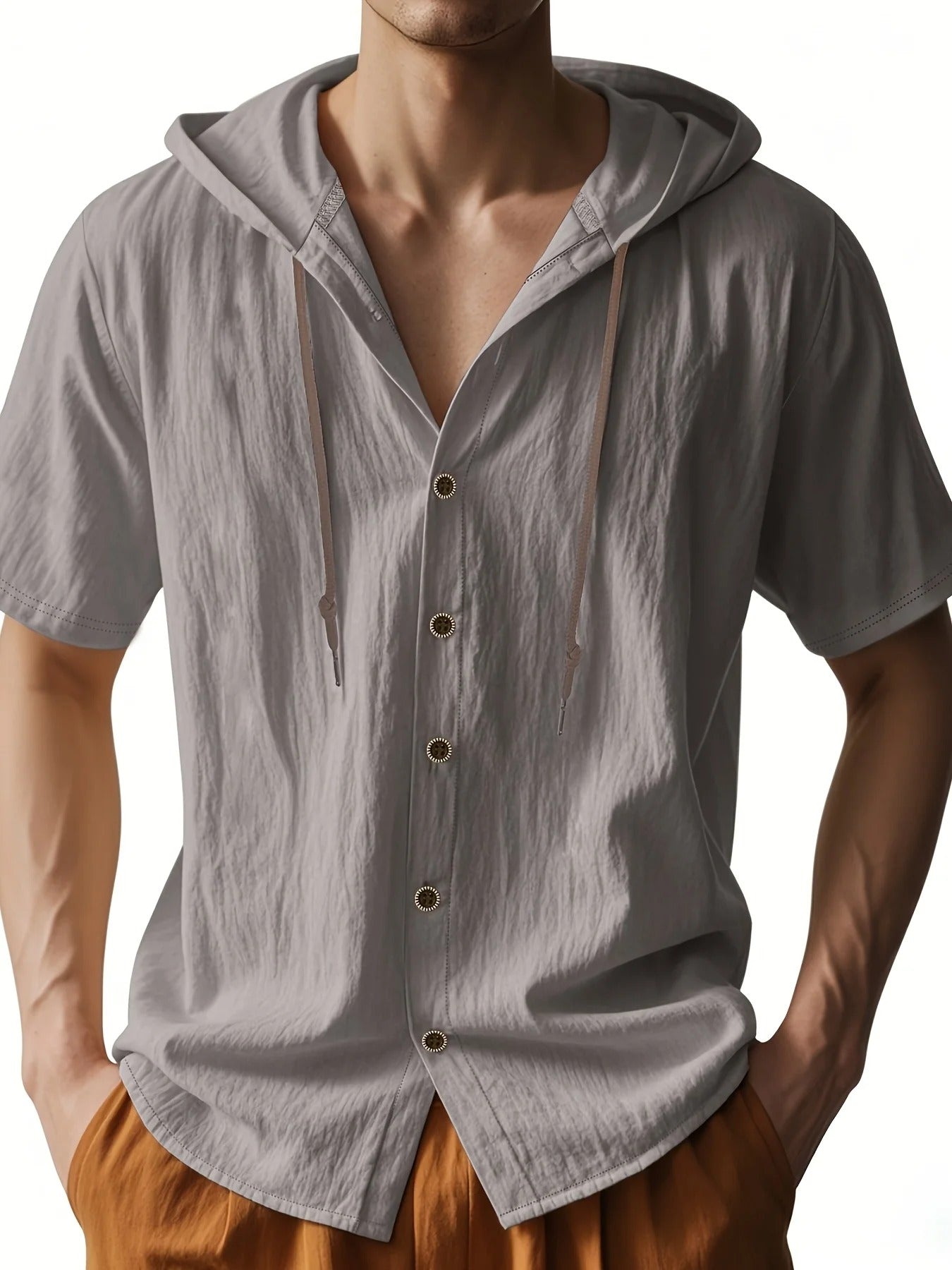 Camisa con Capucha y Botonera Frontal