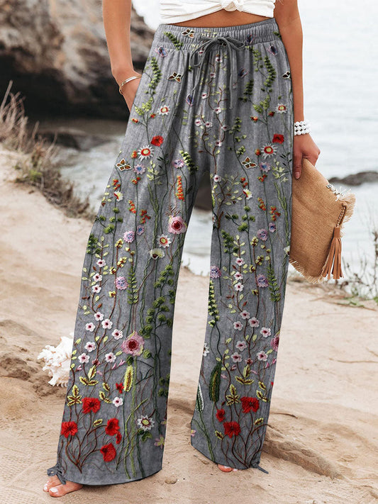 BAHÍA BOHO™ | PANTALÓN AMPLIO FLORES SILVESTRES
