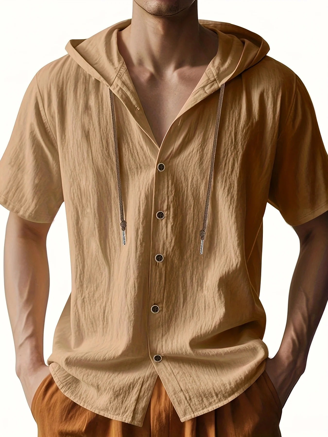 Camisa con Capucha y Botonera Frontal