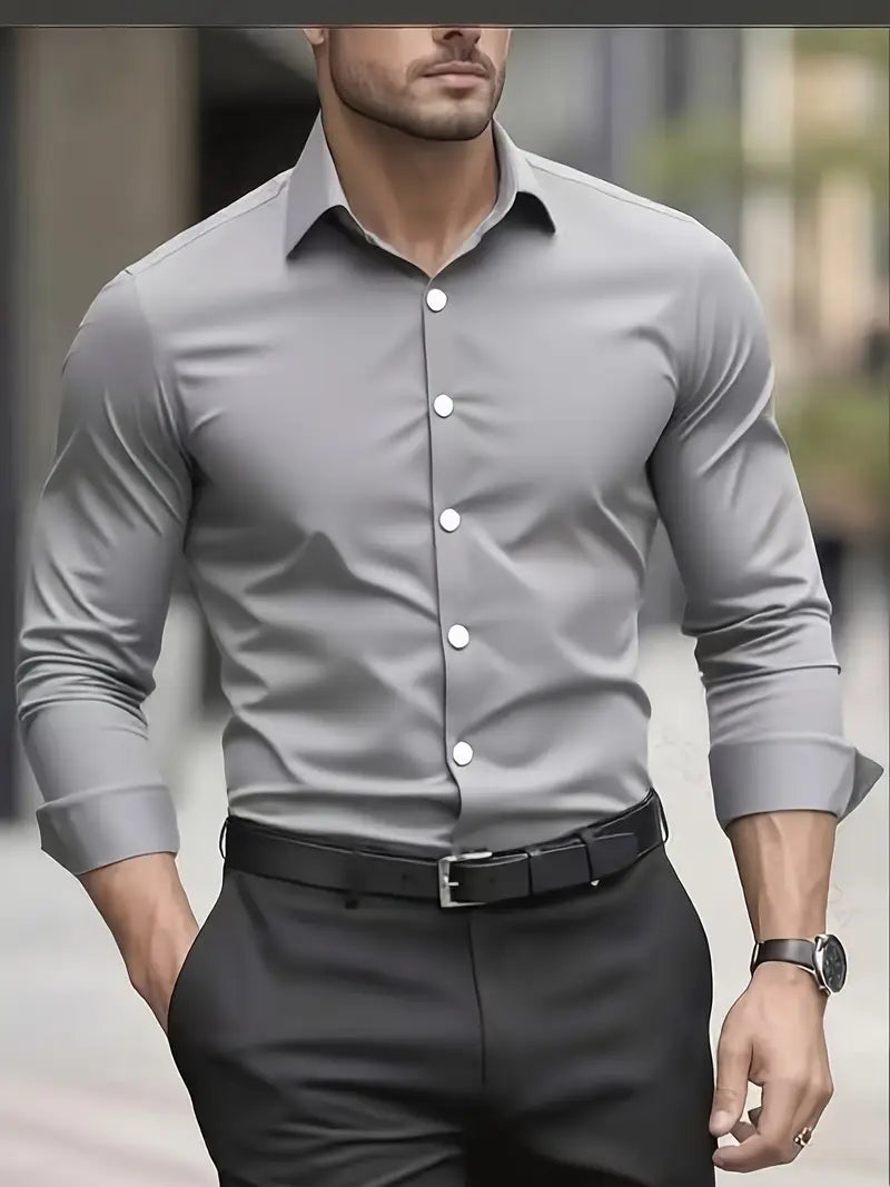 ROMA™ | CAMISA DE LUJO AJUSTADA DE MANGA LARGA