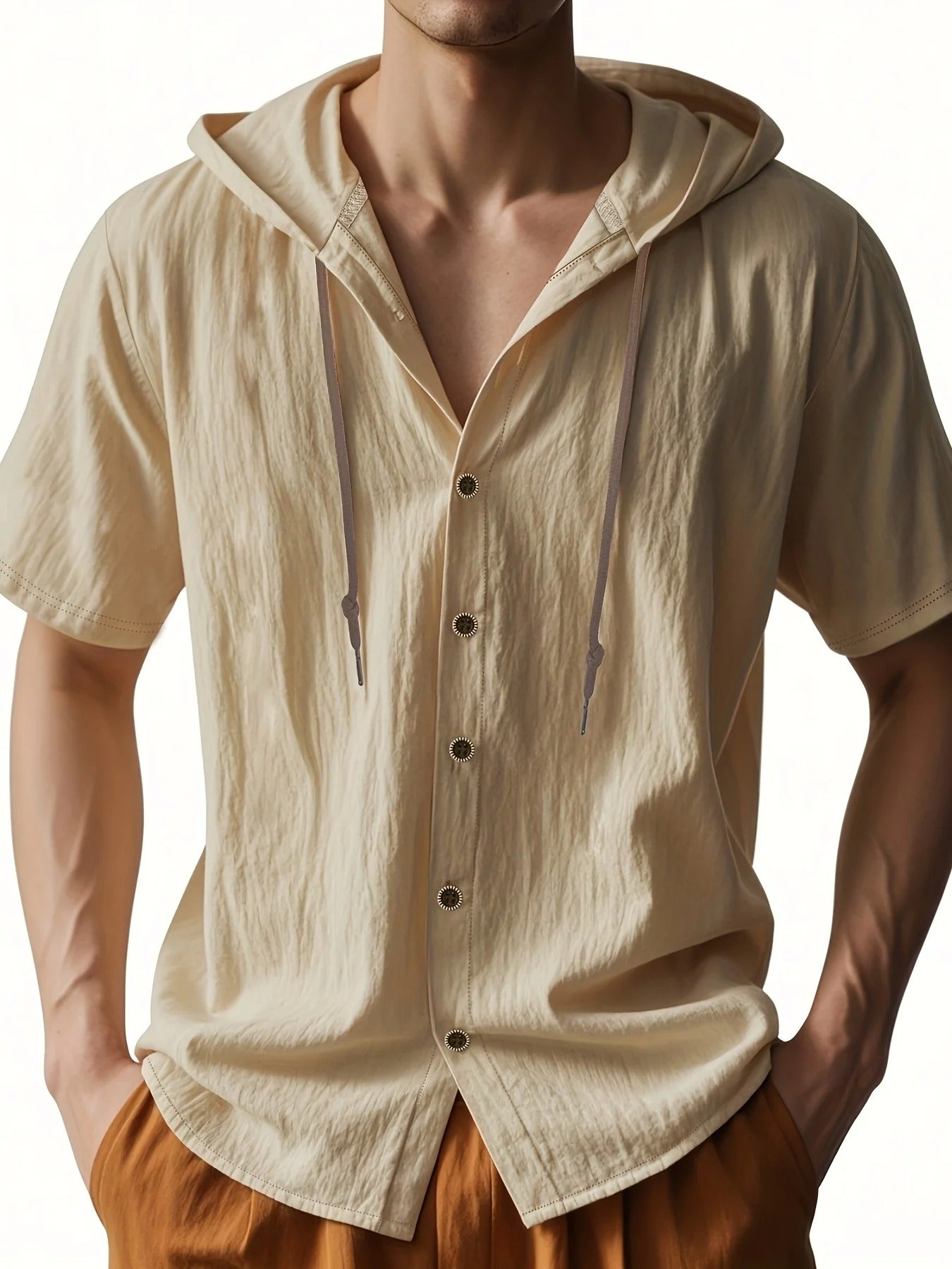 Camisa con Capucha y Botonera Frontal