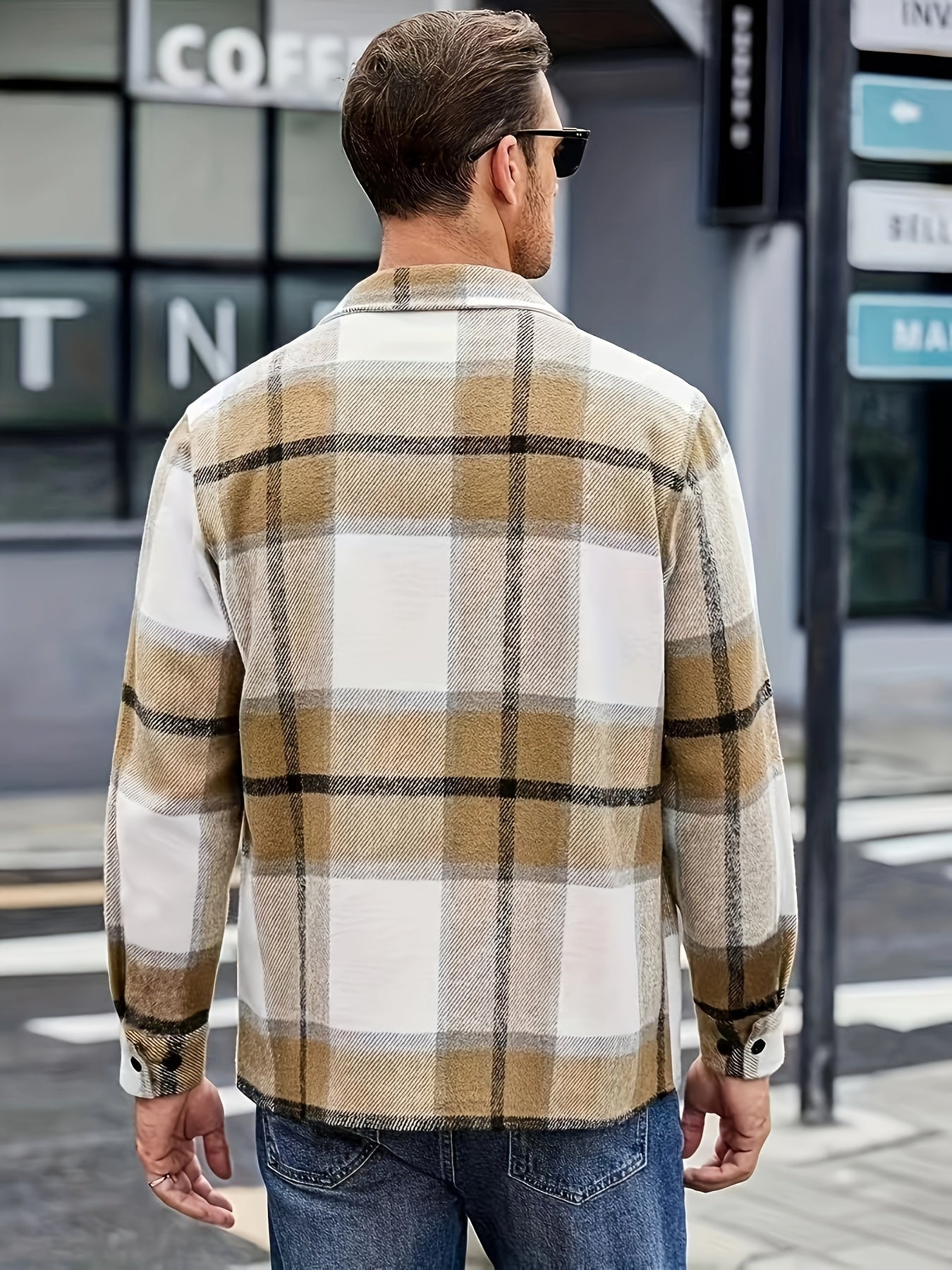 Sobrecamisa Casual de Cuadros con Bolsillos Frontales