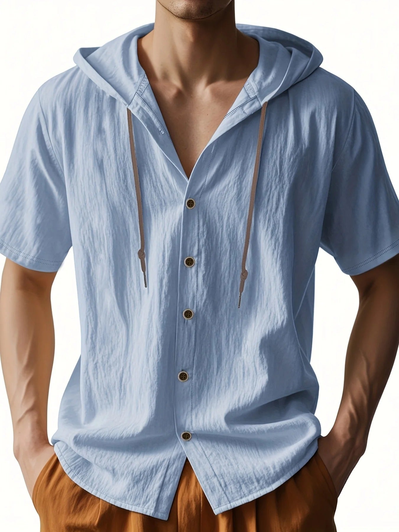 Camisa con Capucha y Botonera Frontal