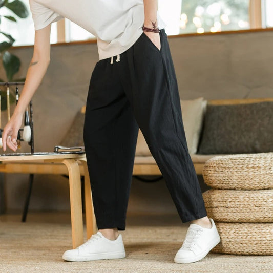 Pantalón Holgado de Algodón Beige